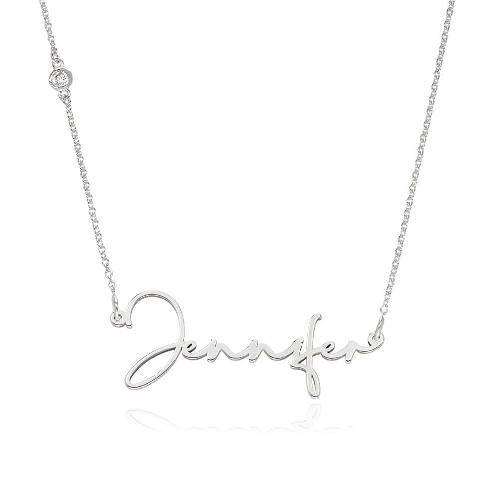 Paris Name Necklace with Diamonds - Silver product photo
