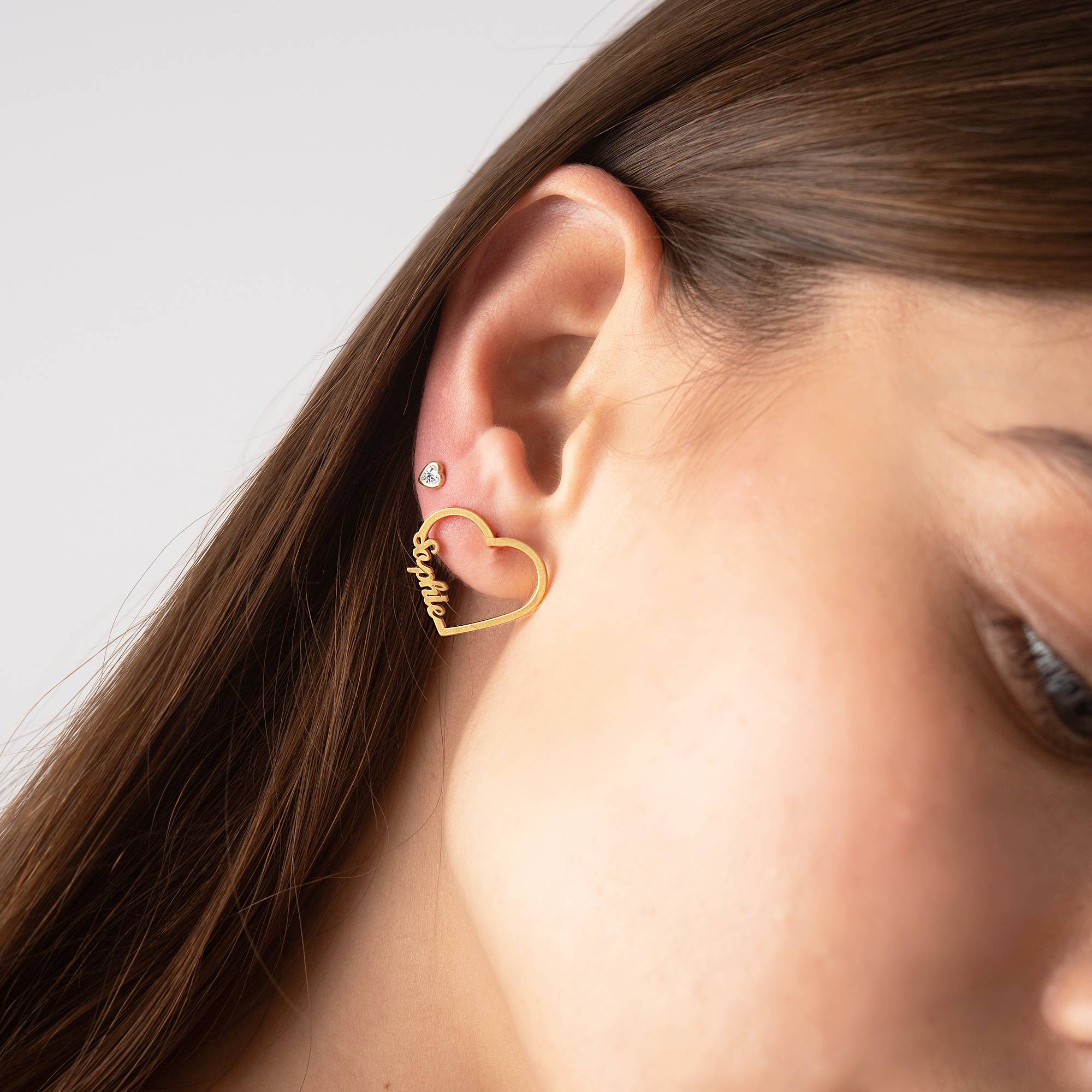 Contour Heart Name Earrings in 18K Gold Vermeil-3 product photo