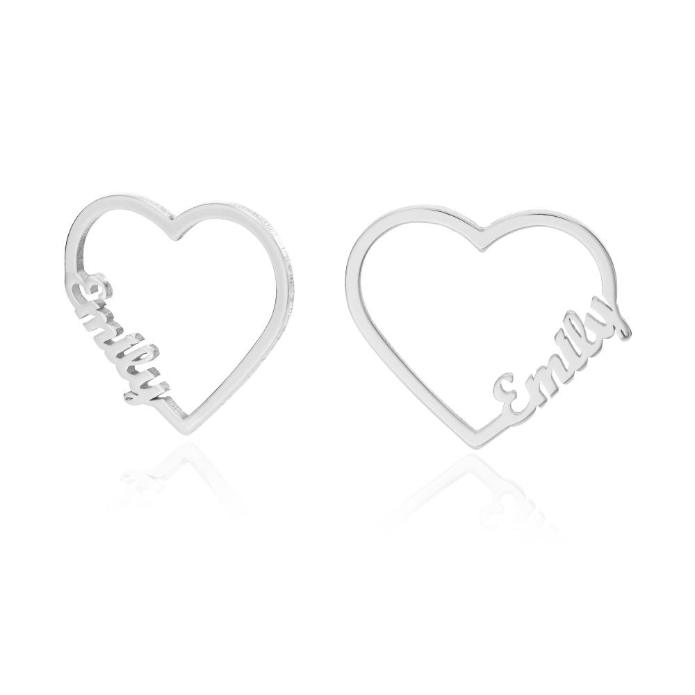 Contour Heart Name Earrings in Sterling Silver product photo