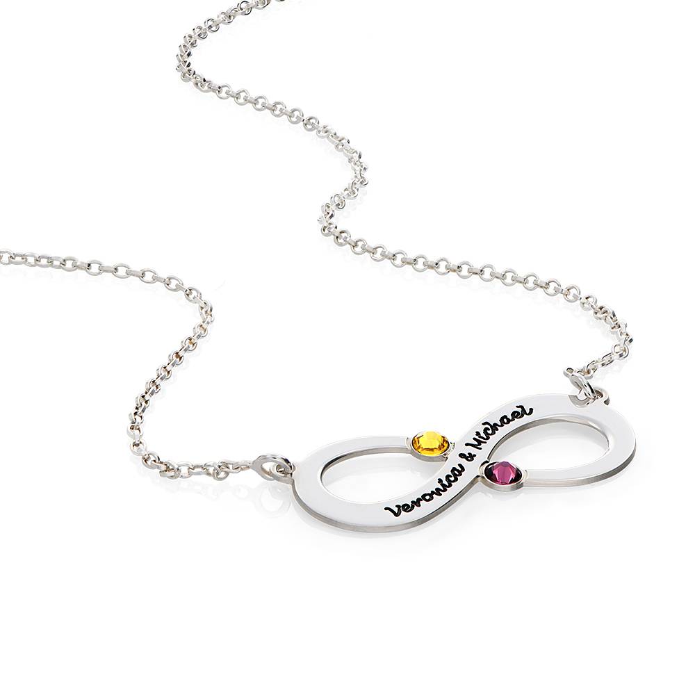 Couples Infinity Necklace with Birthstones-3 product photo