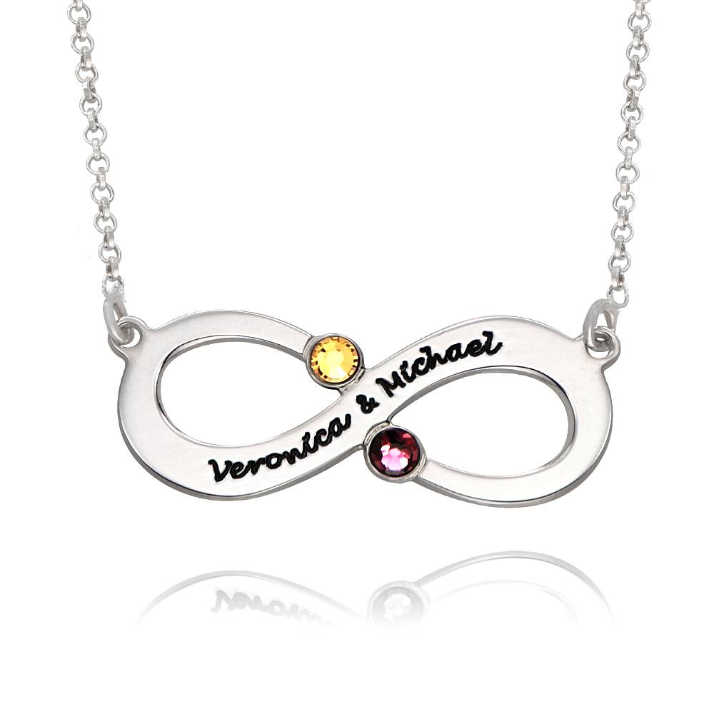 Couples Infinity Necklace with Birthstones-2 product photo