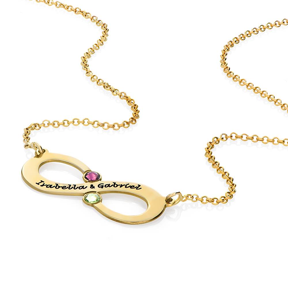 Couple's Infinity Necklace With Birthstones In Gold Vermeil-1 product photo