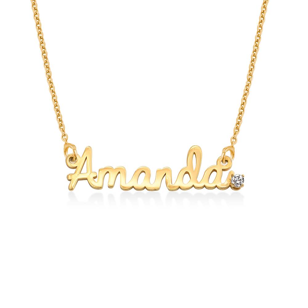 Cursive Name Necklace in Gold Plating with Diamond-3 product photo