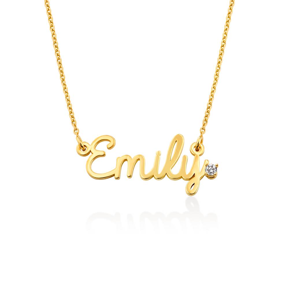 Cursive Name Necklace in Gold Vermeil with Diamond-4 product photo