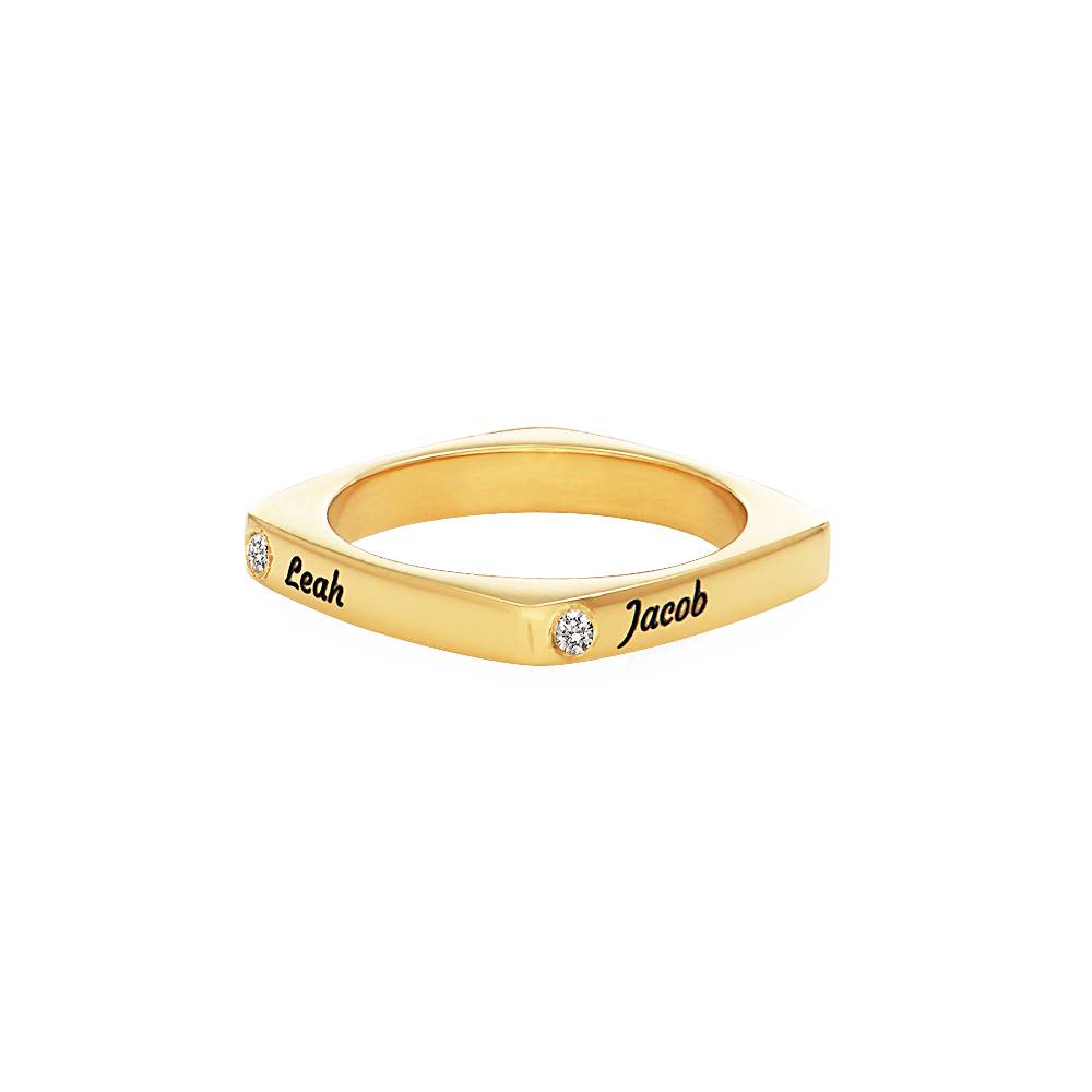 Iris Custom Diamond Square Ring in 18k Gold Vermeil product photo