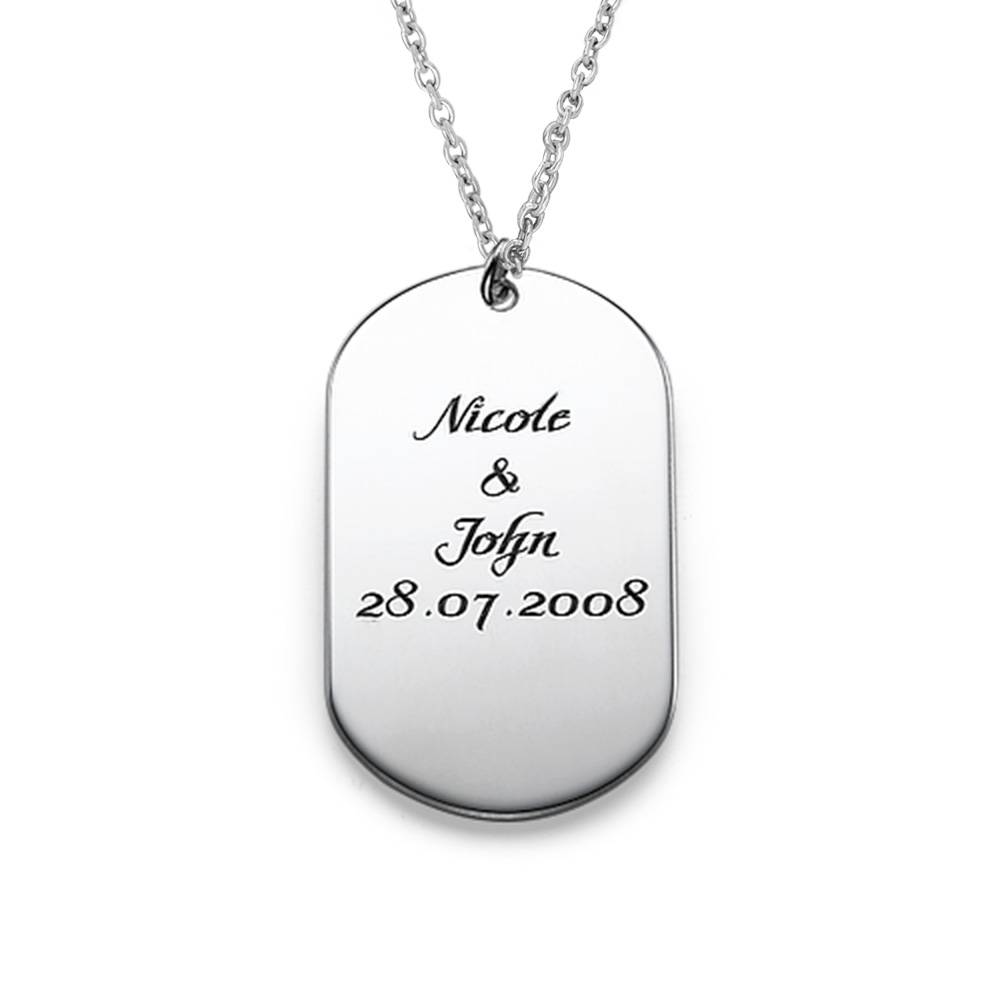 Custom Script Dog Tag Necklace in Sterling Silver-1 product photo