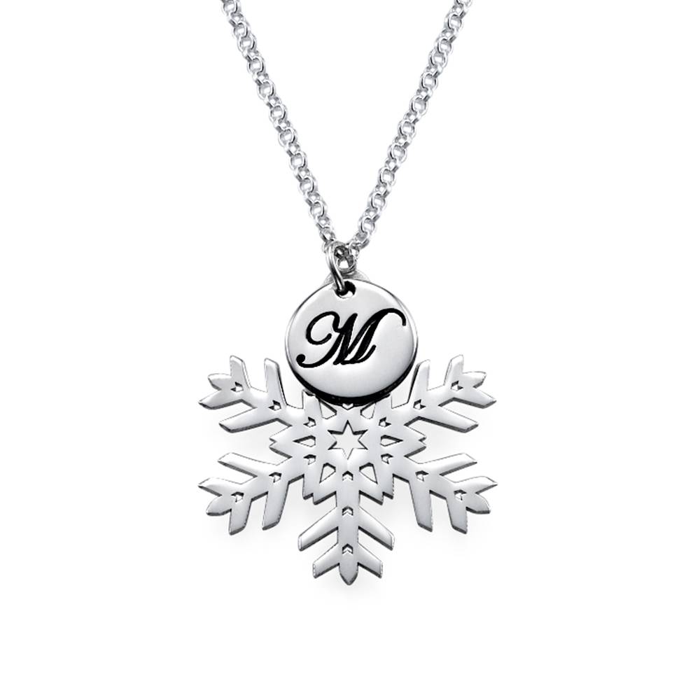 Cut Out Silver Snowflake Necklace with Initials-2 product photo