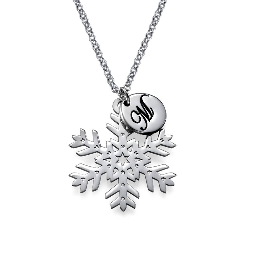 Cut Out Silver Snowflake Necklace with Initials-1 product photo