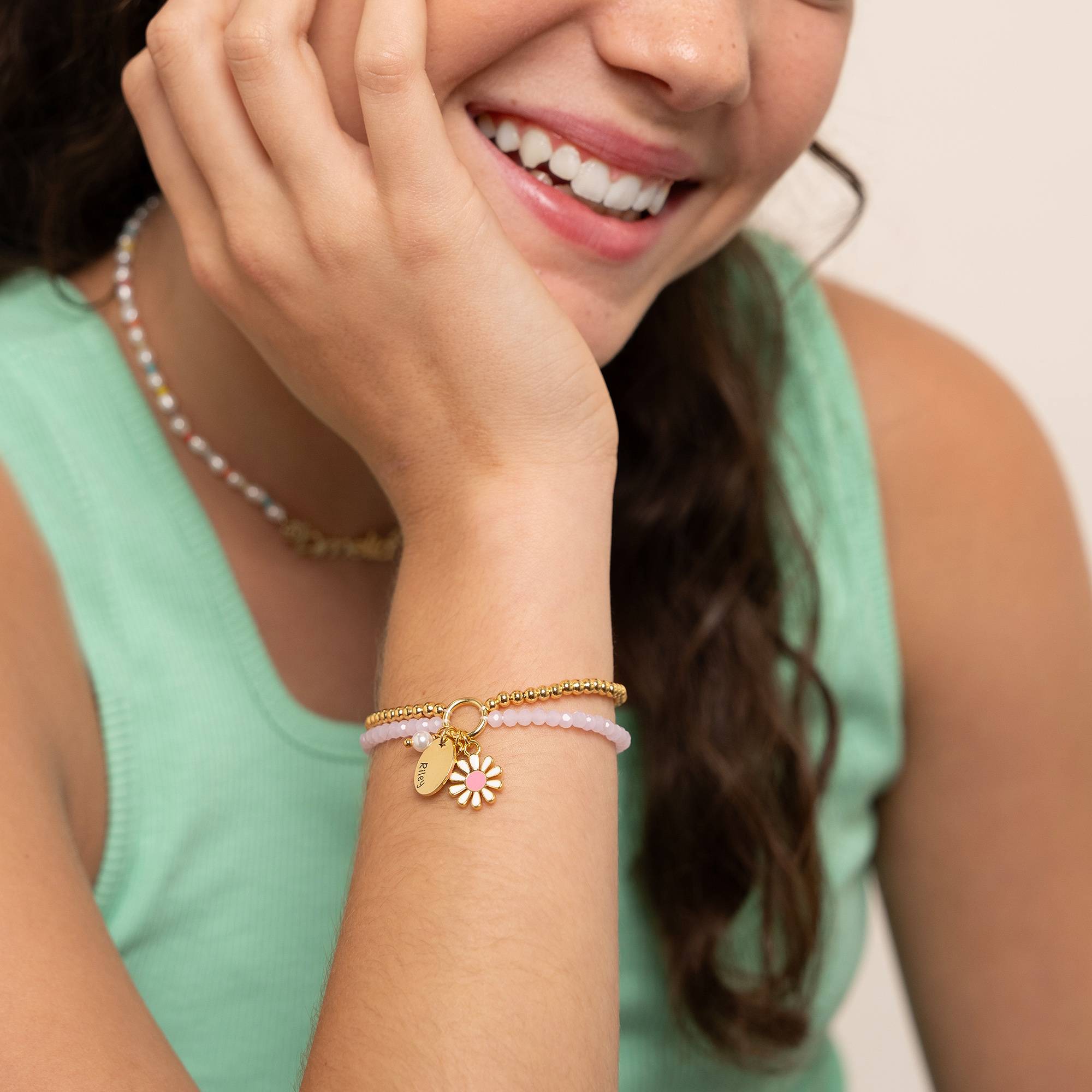 Daisygirl Beaded Name Bracelet in 18K Gold Plating-5 product photo
