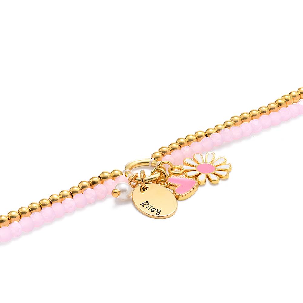 Daisygirl Beaded Name Bracelet in 18K Gold Plating-4 product photo