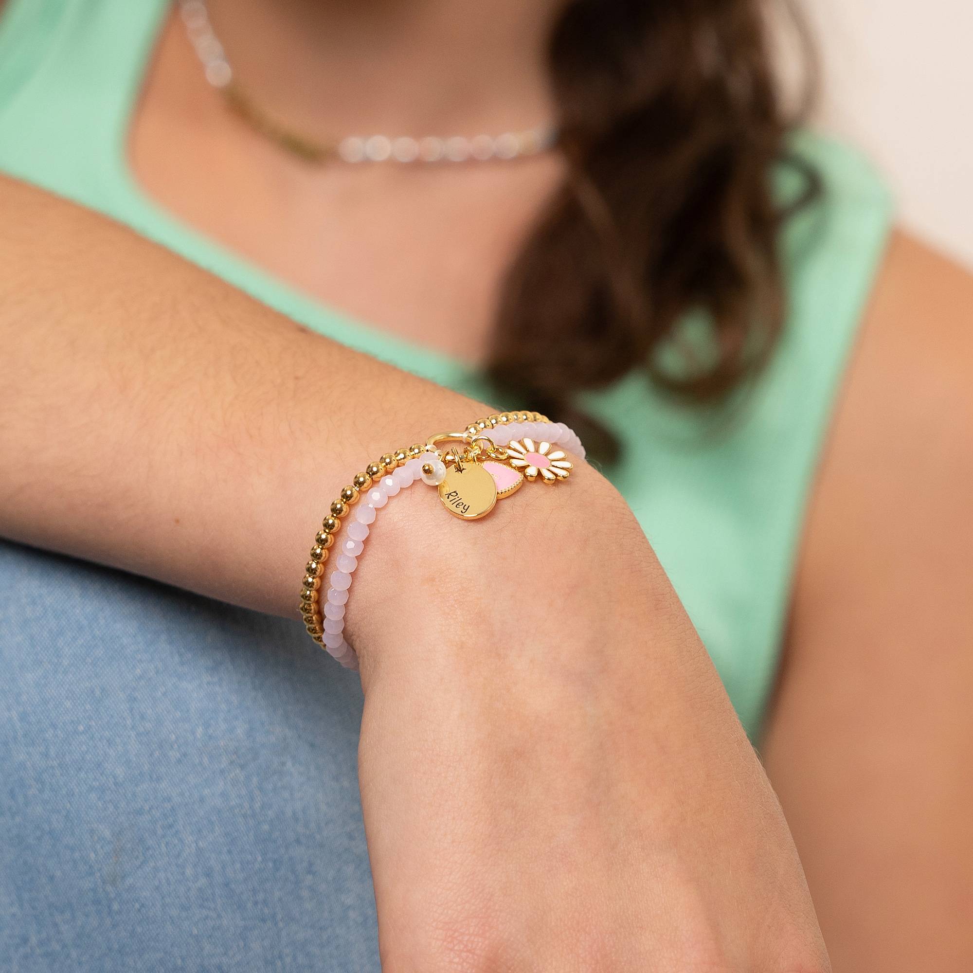Daisygirl Beaded Name Bracelet in 18K Gold Plating-1 product photo