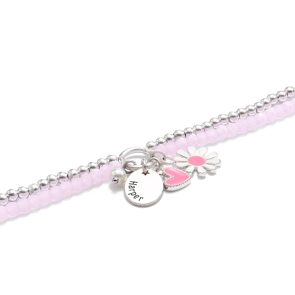 Daisygirl Beaded Name Bracelet in Sterling Silver-4 product photo