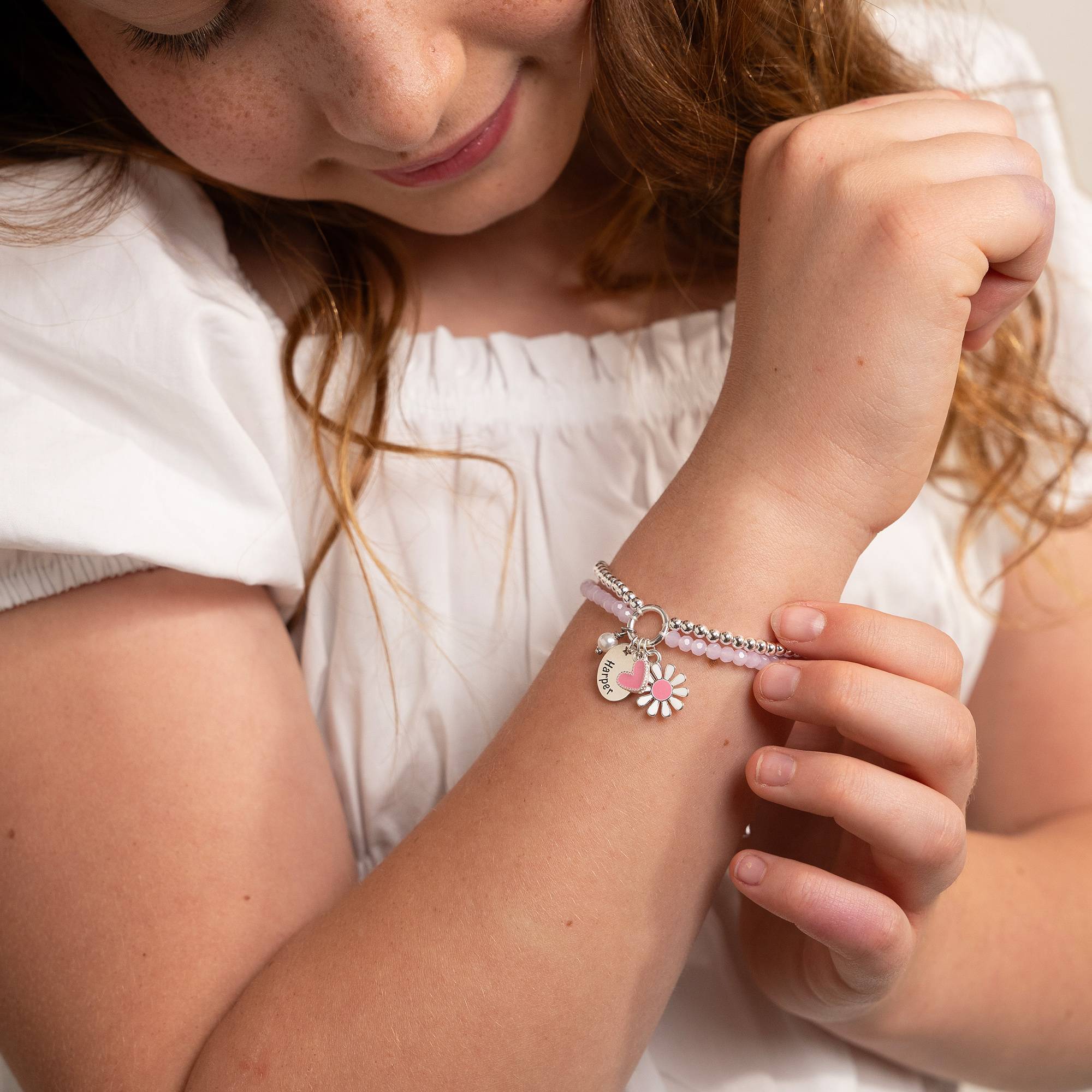 Daisygirl Beaded Name Bracelet in Sterling Silver-1 product photo