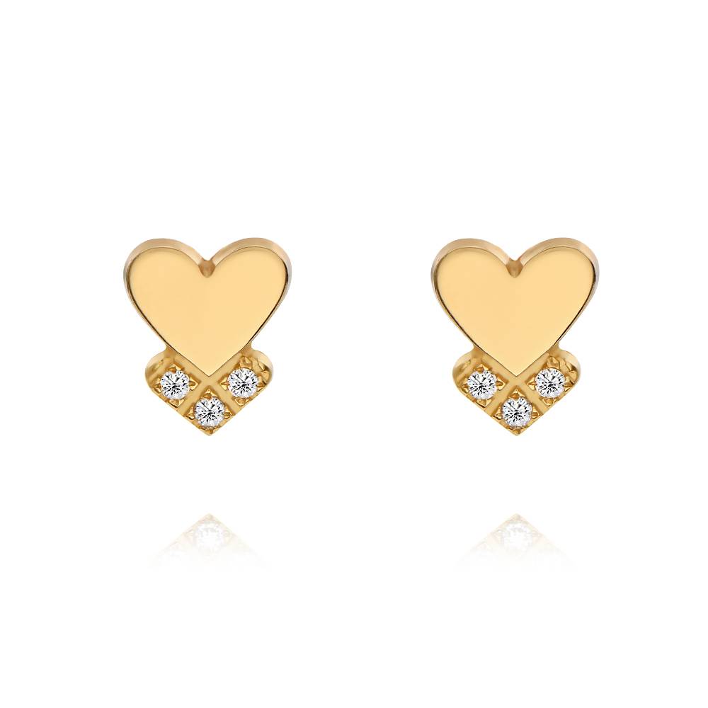 Dakota Heart Earrings with Diamonds in 18k Gold Plating-1 product photo