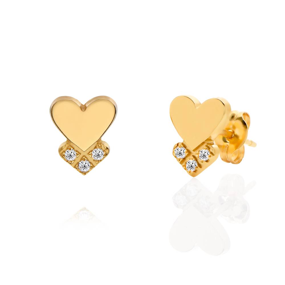 Dakota Heart Earrings with Diamonds in 18k Gold Plating-4 product photo