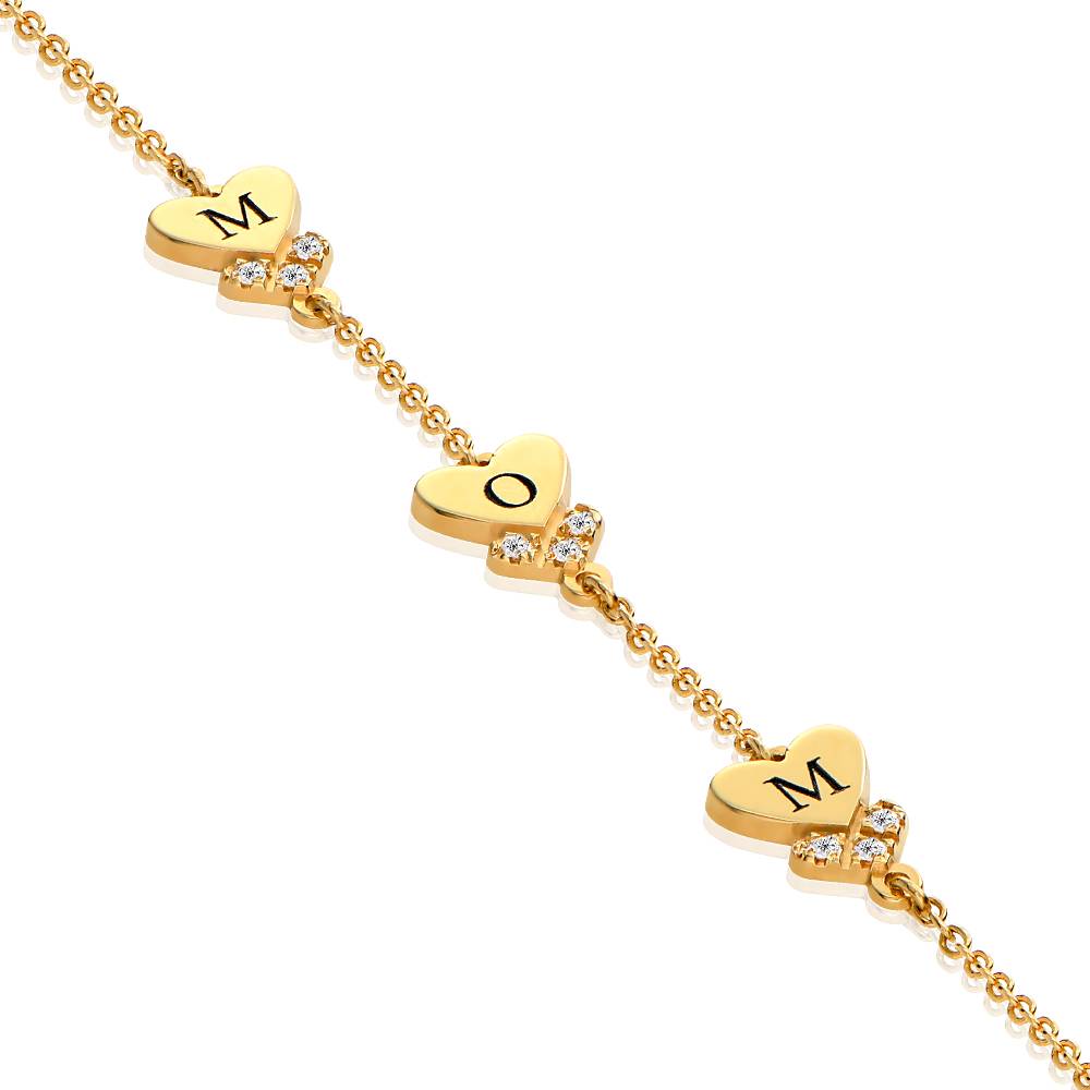Dakota Heart Initial Bracelet with Diamonds in 18K Gold Plating-5 product photo