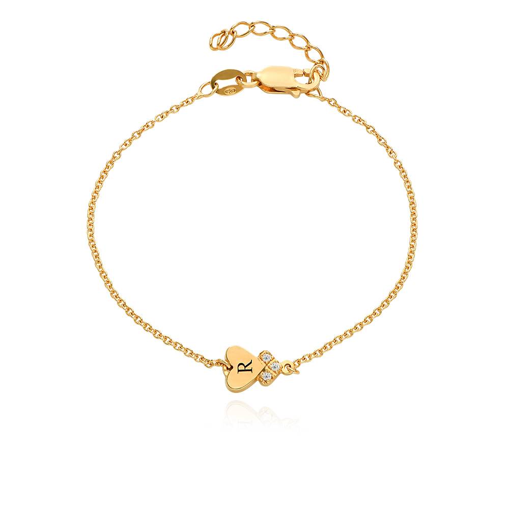 Dakota Heart Initial Bracelet with Diamonds in 18K Gold Vermeil-2 product photo