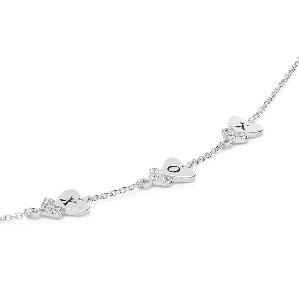 Dakota Heart Initial Bracelet with Diamonds in Sterling Silver product photo