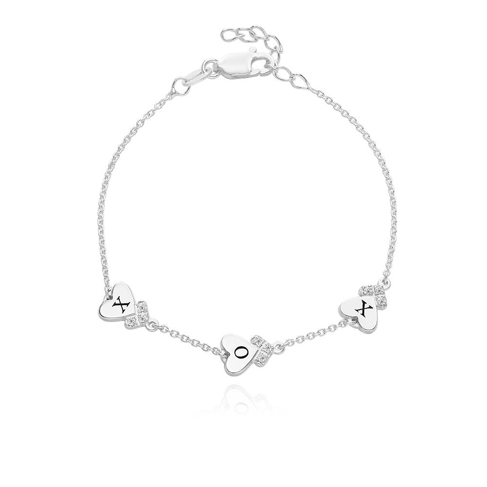 Dakota Heart Initial Bracelet with Diamonds in Sterling Silver-1 product photo