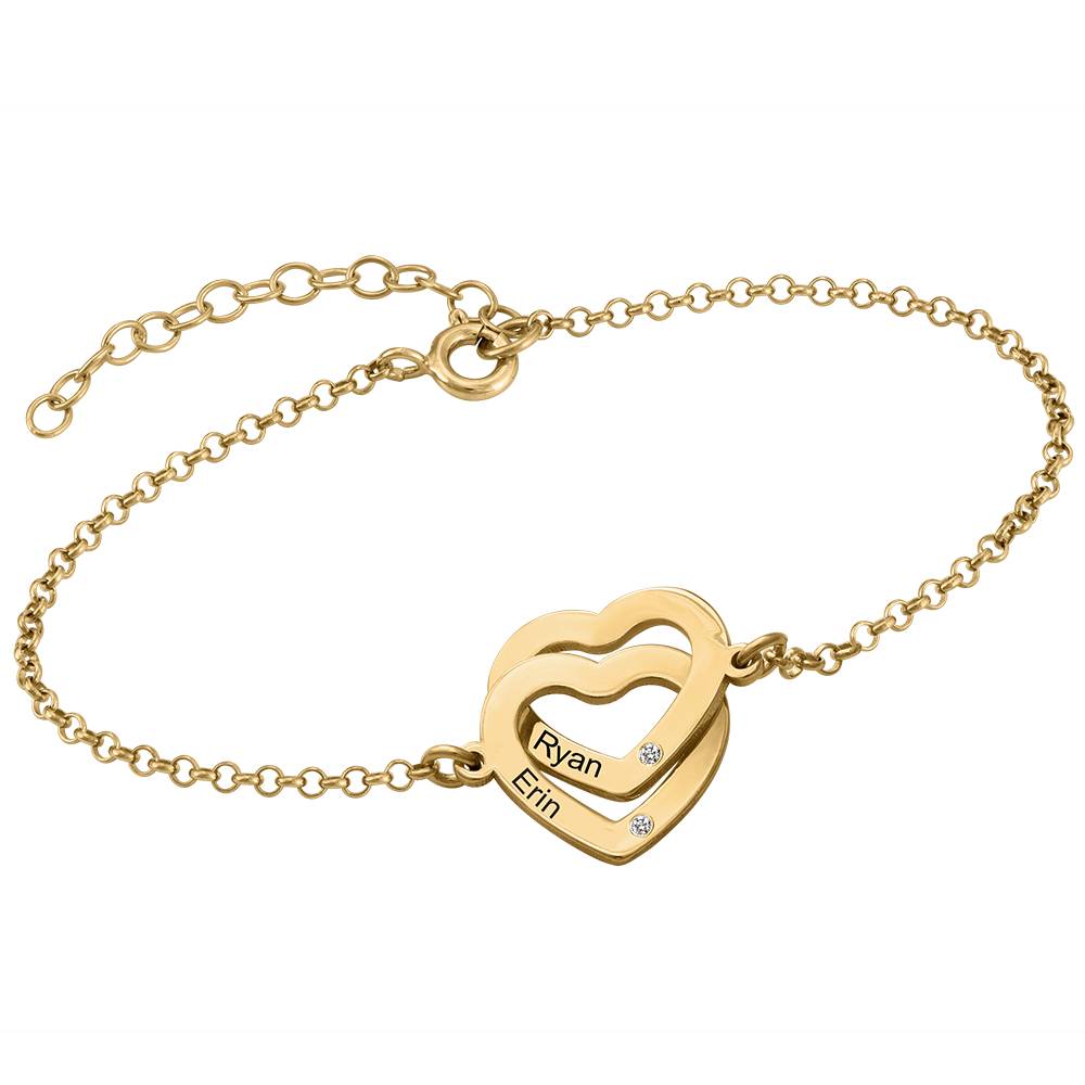 Claire Interlocking Adjustable Hearts Bracelet in Gold Vermeil with Diamonds-2 product photo