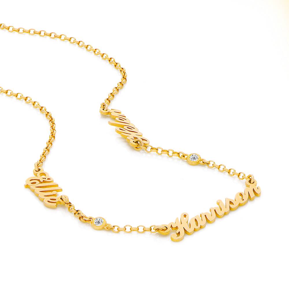 Heritage Diamond Multiple Name Necklace in 18K Gold Plating-2 product photo