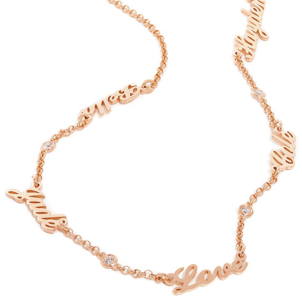 Heritage Diamond Multiple Name Necklace in 18K Rose Gold Plating-5 product photo