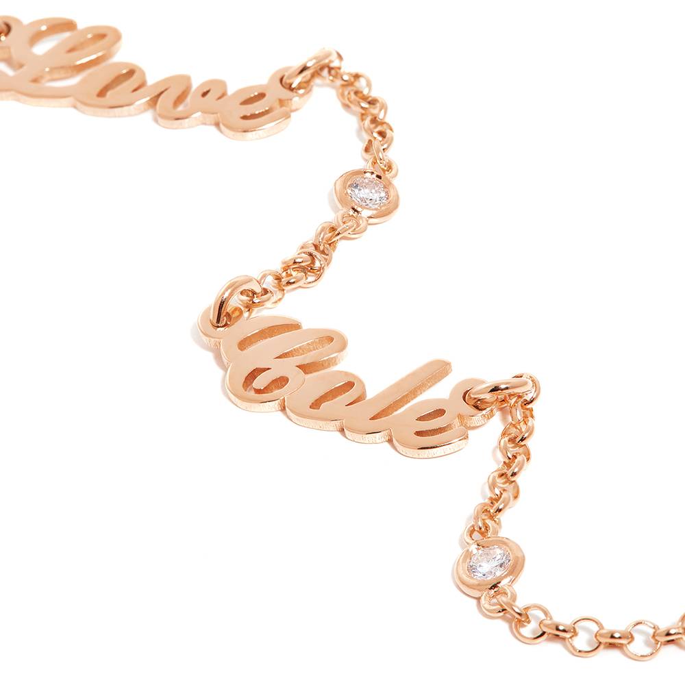 Heritage Diamond Multiple Name Necklace in 18K Rose Gold Plating-1 product photo