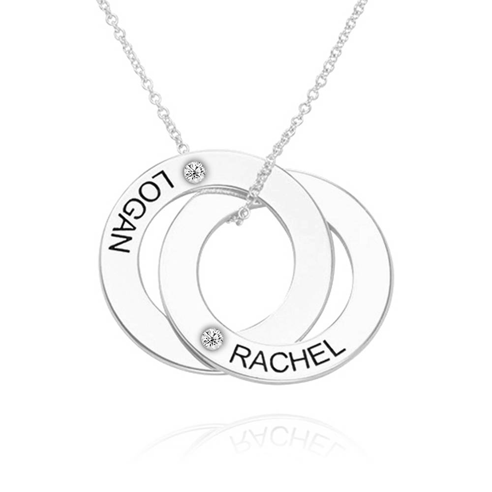 Diamond Russian Ring Necklace with 2 Rings in 14K White Gold-1 product photo