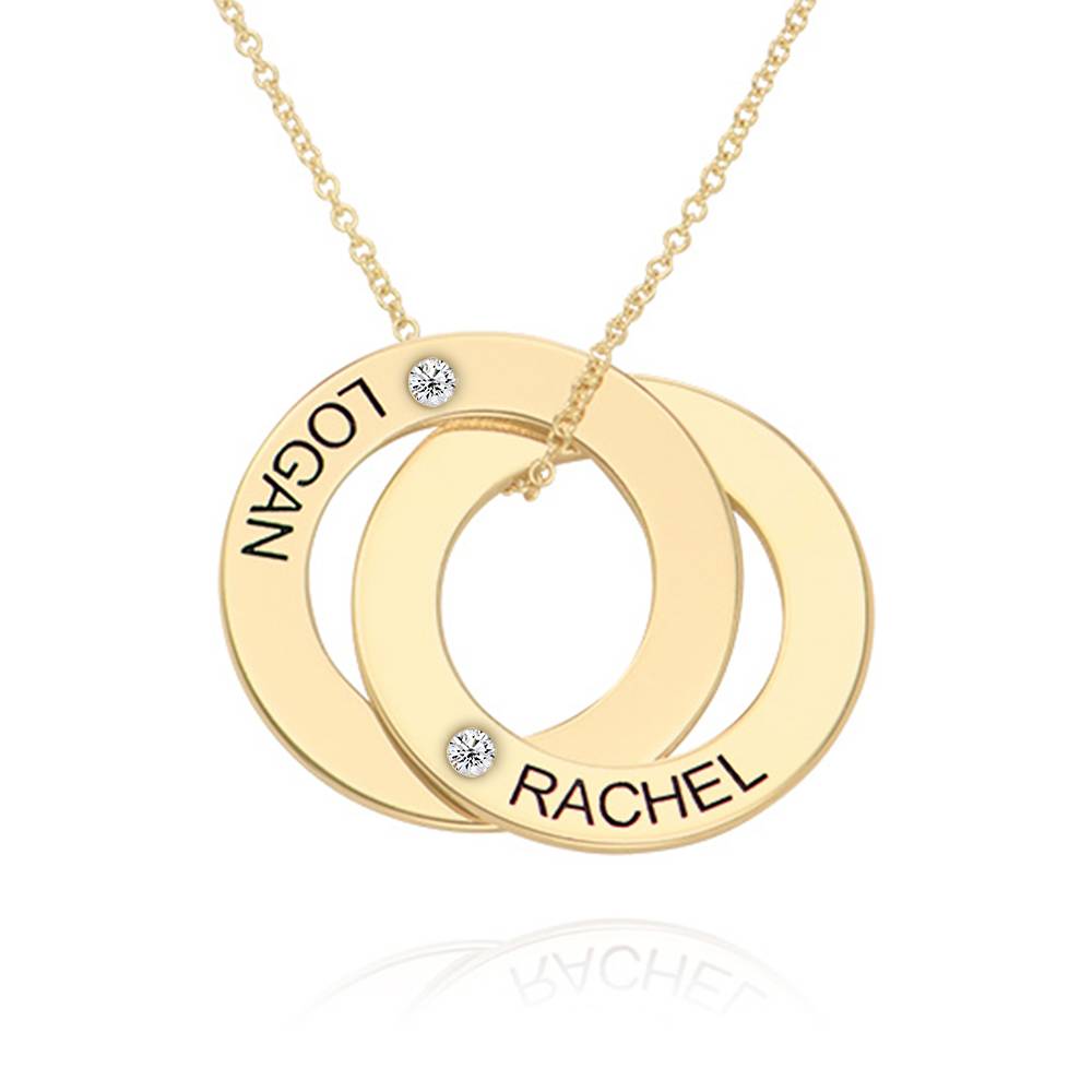 Diamond Russian Ring Necklace with 2 Rings in 14K Yellow Gold-1 product photo