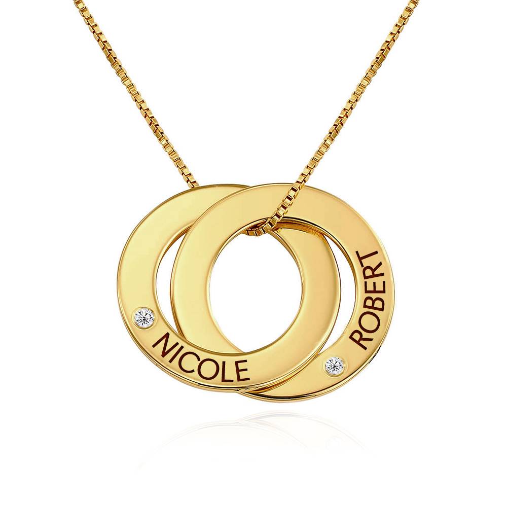 Diamond Russian Ring Necklace with 2 Rings in Gold Vermeil-1 product photo