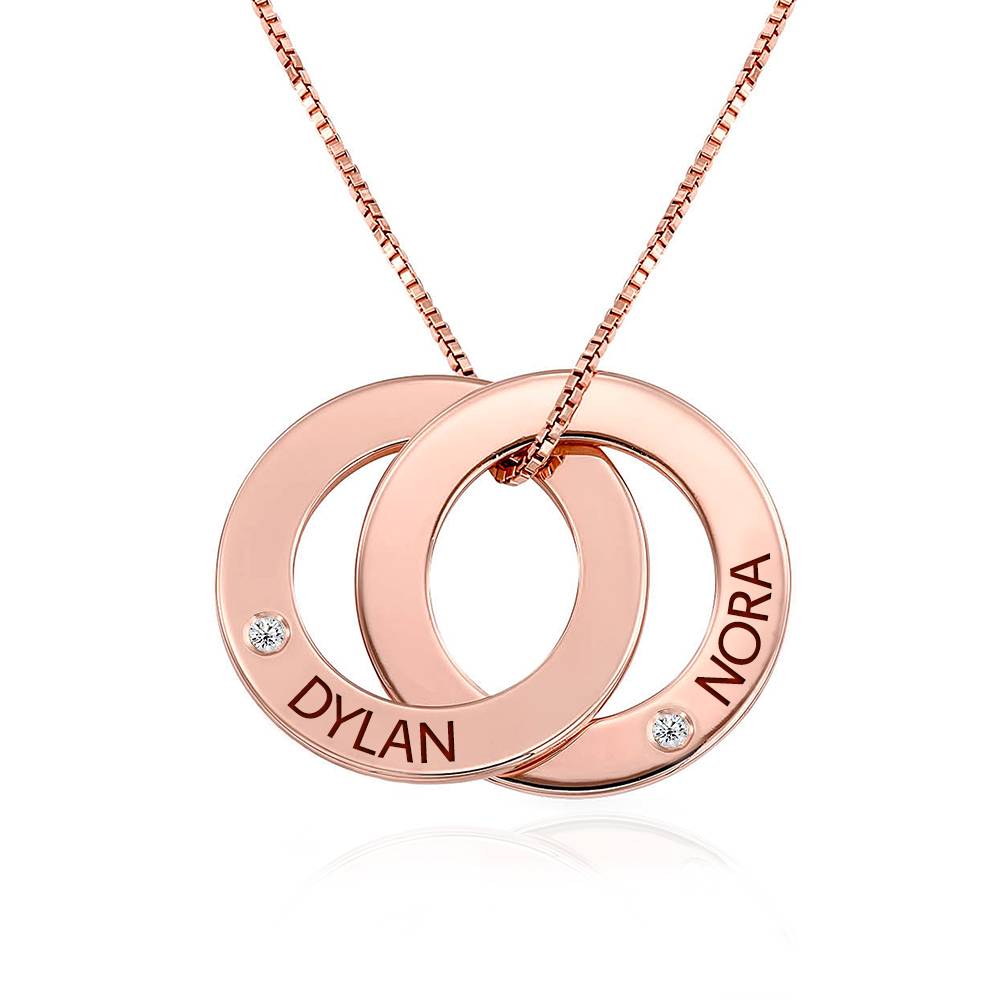 Diamond Russian Ring Necklace with 2 Rings in Rose Gold Plating-3 product photo