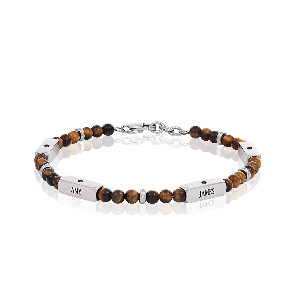East Coast Custom Semi-Precious Beaded Bracelet with Diamond for Men-1 product photo