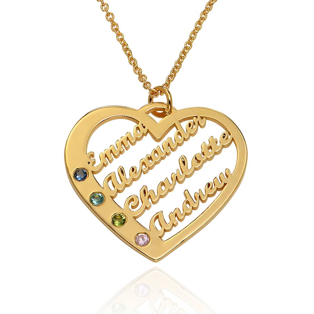 Ella Birthstone Heart Necklace with Names in 18K Gold Plating-4 product photo