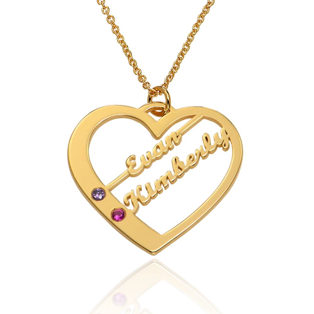 Ella Birthstone Heart Necklace with Names in 18K Gold Vermeil-2 product photo