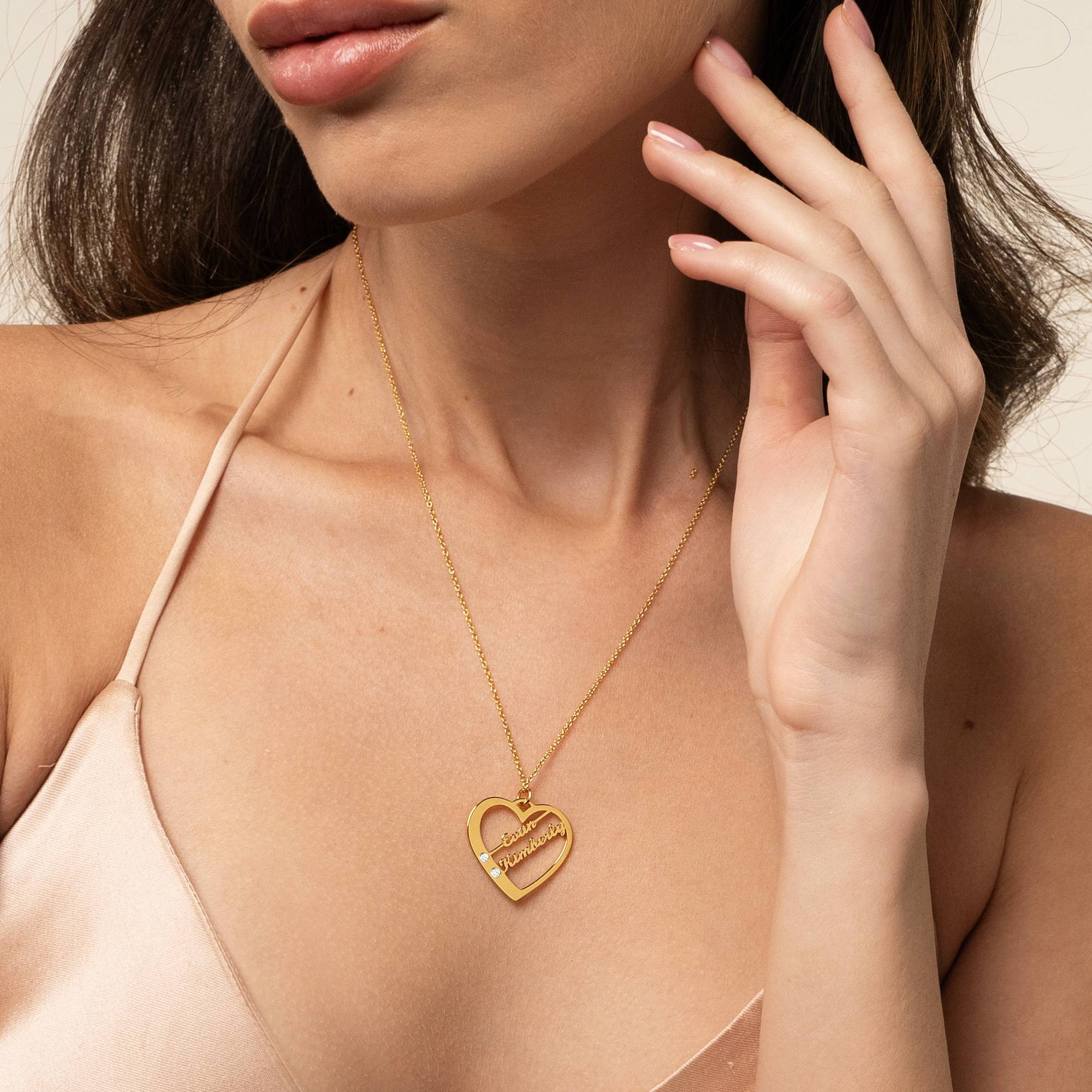 Ella Diamond Heart Necklace with Names in 18K Gold Plating-5 product photo