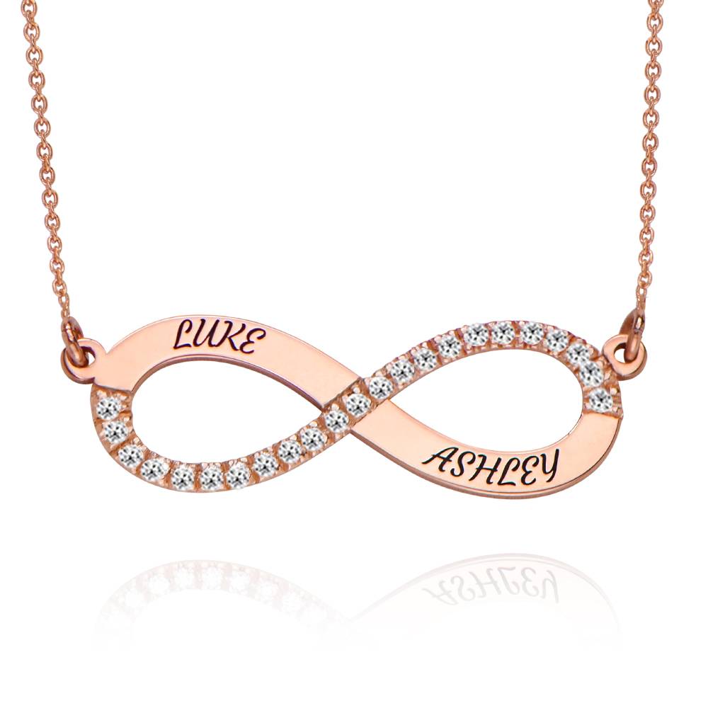 Endless Love Infinity Necklace with 0.23CT Diamonds in 18K Rose Gold Plating-2 product photo
