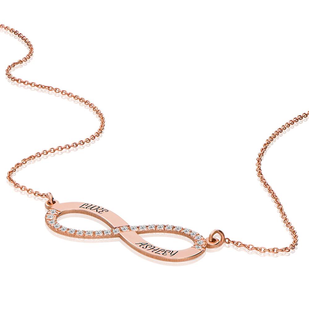 Endless Love Infinity Necklace with 0.23CT Diamonds in 18K Rose Gold Plating-5 product photo