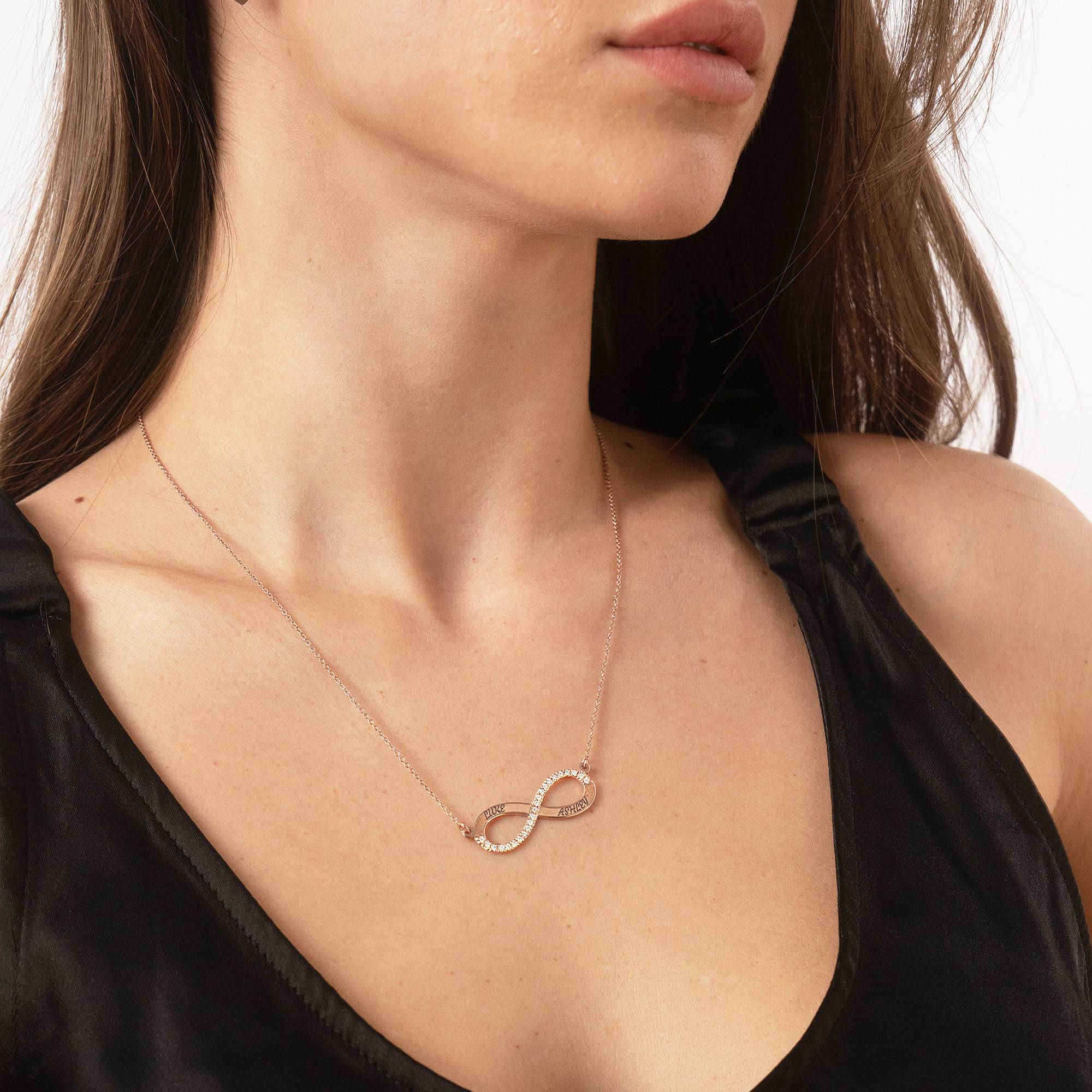 Endless Love Infinity Necklace with 0.23CT Diamonds in 18K Rose Gold Plating-3 product photo