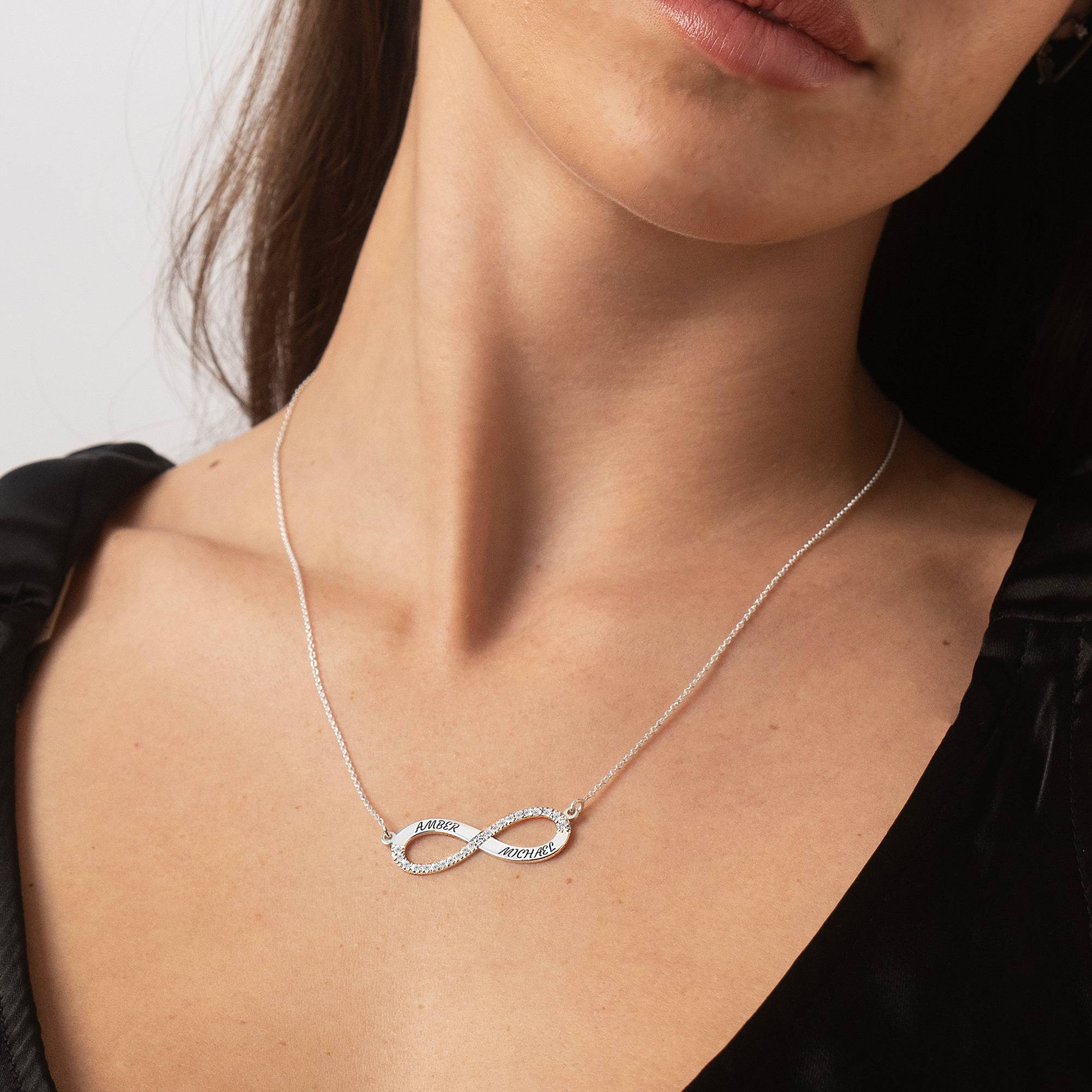 Endless Love Infinity Necklace with 0.23CT Diamonds in Sterling Silver-7 product photo