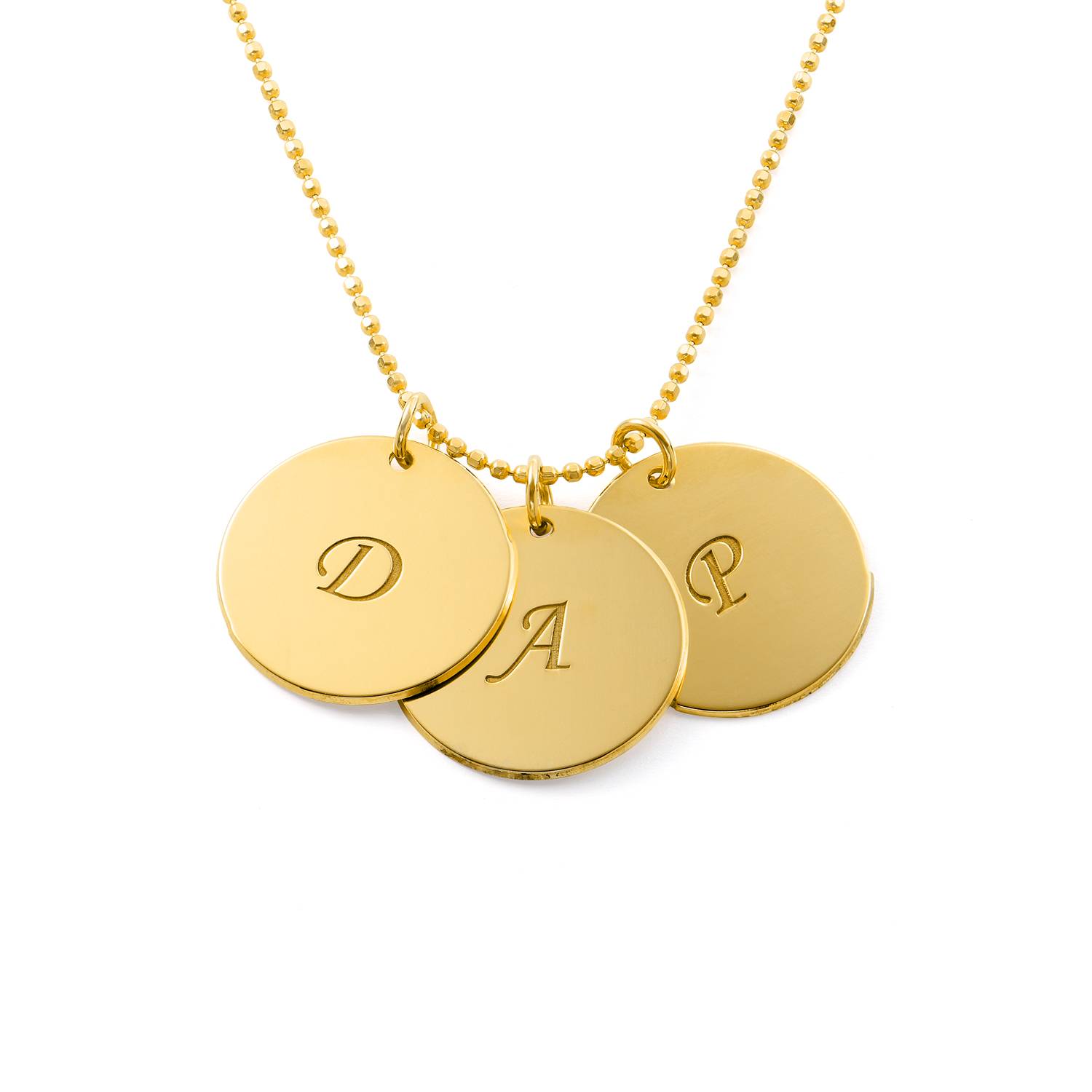 Grandma Necklace with Personalized Initial Discs in Gold Vermeil-1 product photo