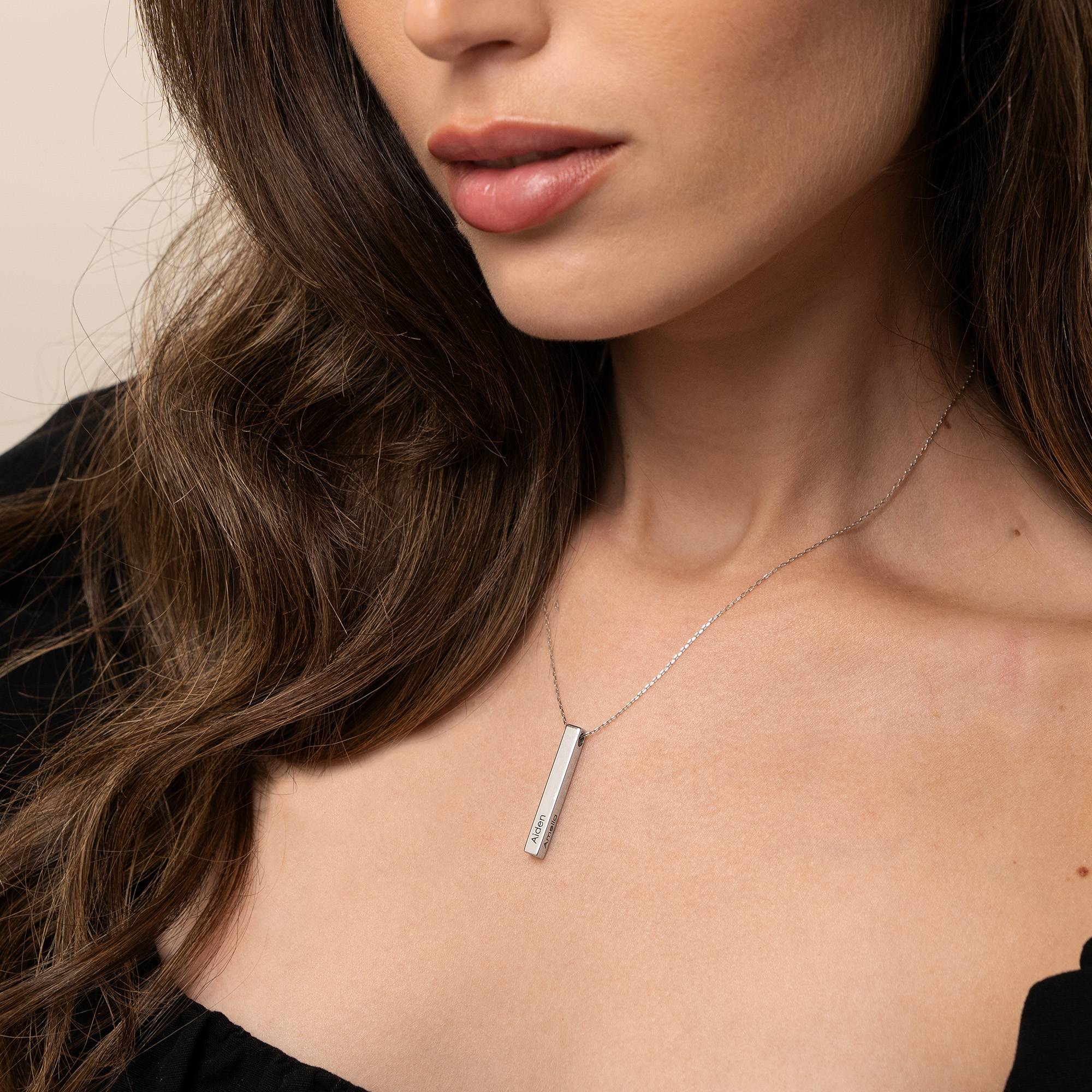 Totem 3D Bar Necklace in 10k White Gold-2 product photo