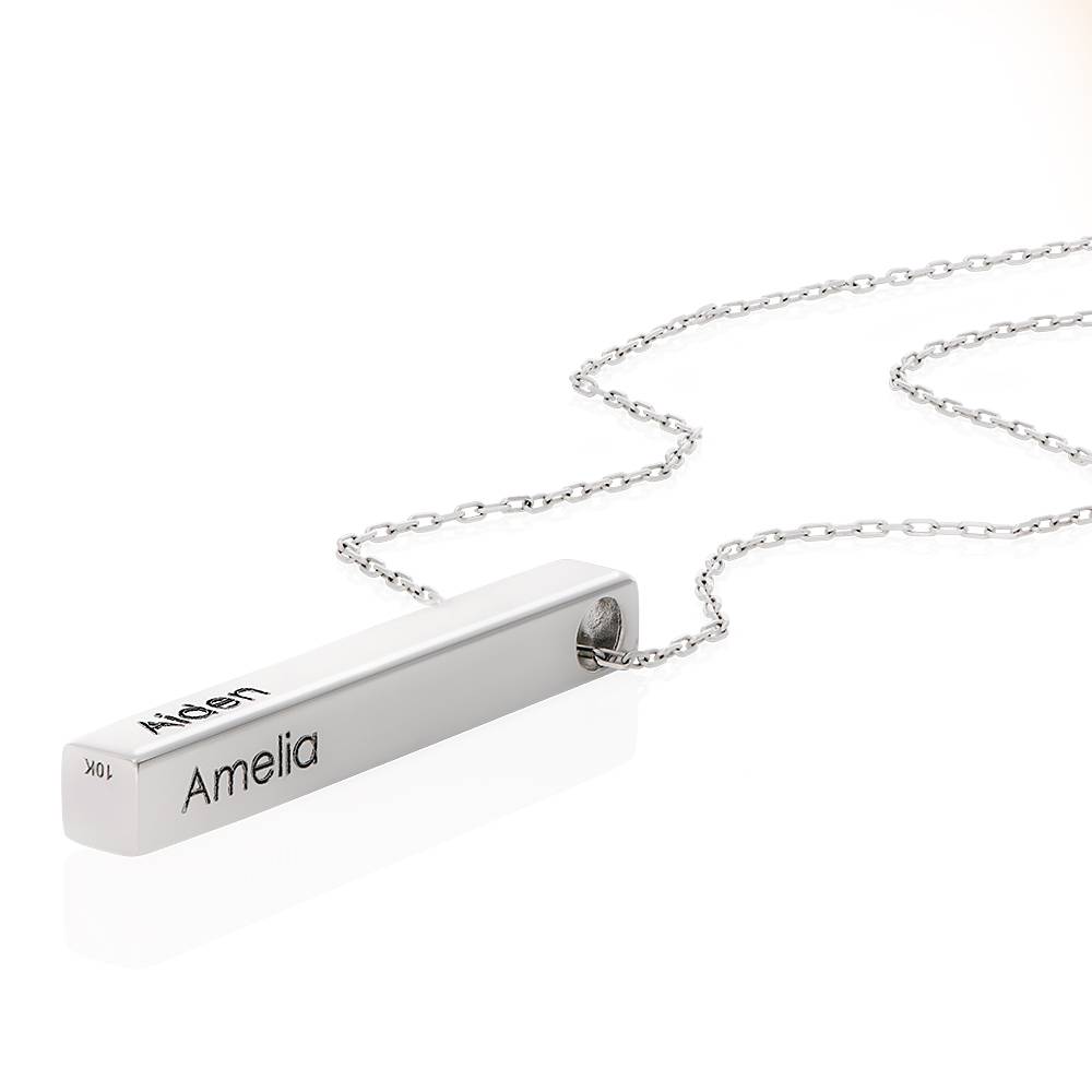Totem 3D Bar Necklace in 10k White Gold-6 product photo