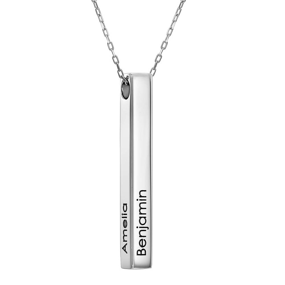 Totem 3D Bar Necklace in 10k White Gold-5 product photo