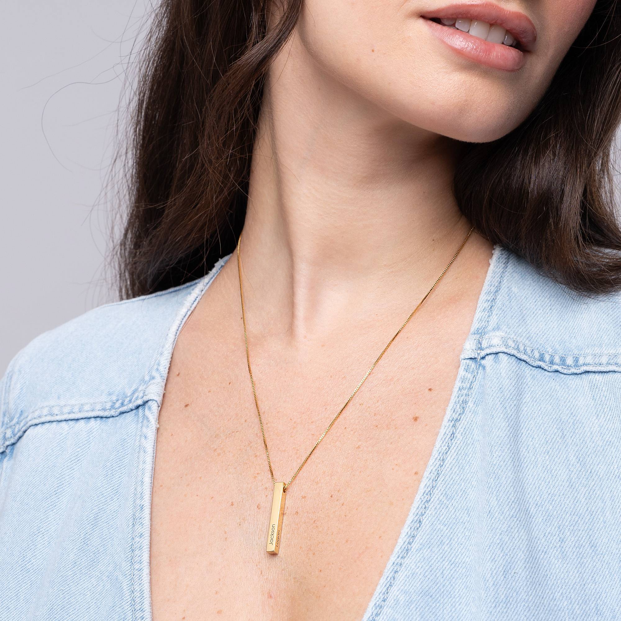 Totem 3D Bar Necklace in 18k Gold Plating-6 product photo