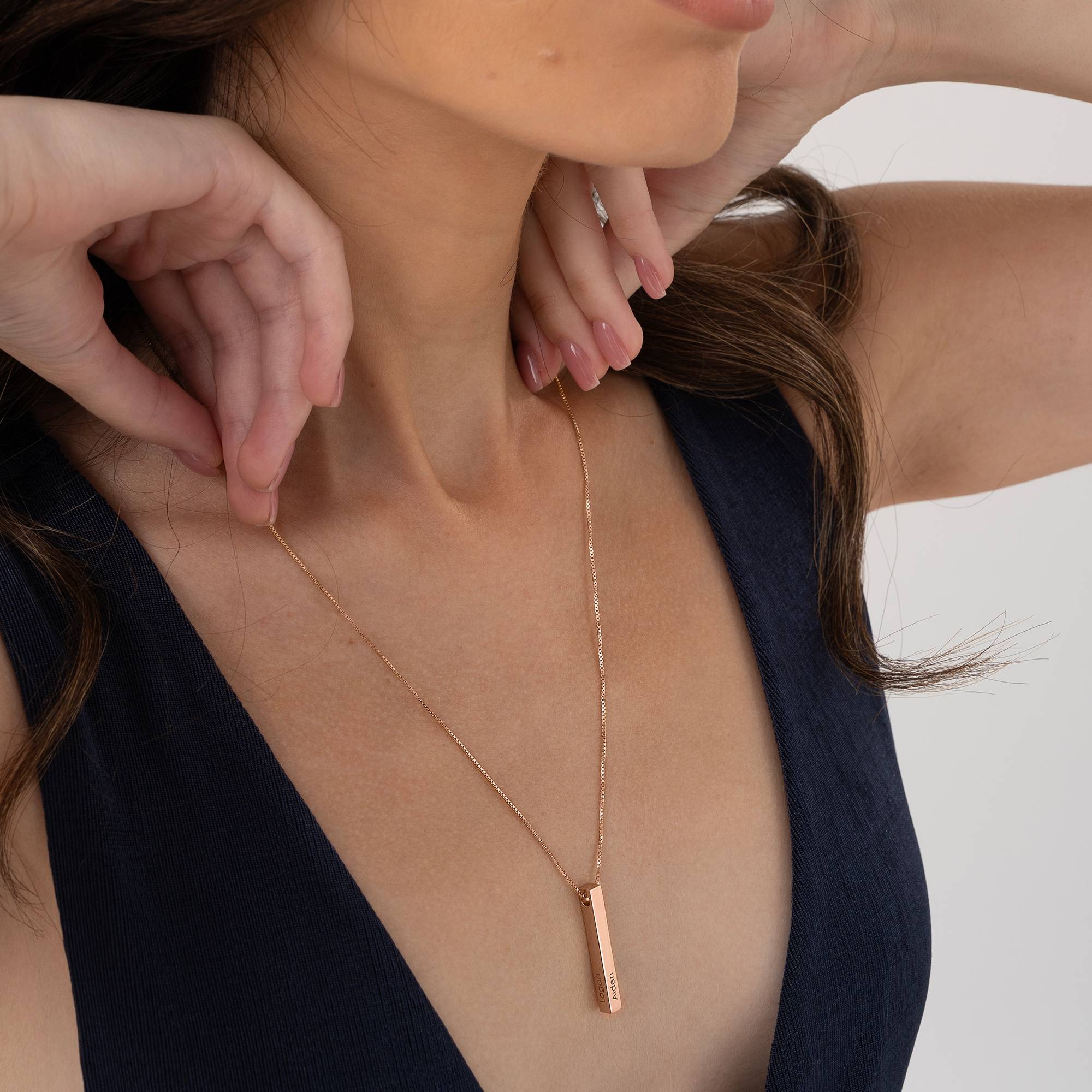 Totem 3D Bar Necklace in 18k Rose Gold Plating-6 product photo