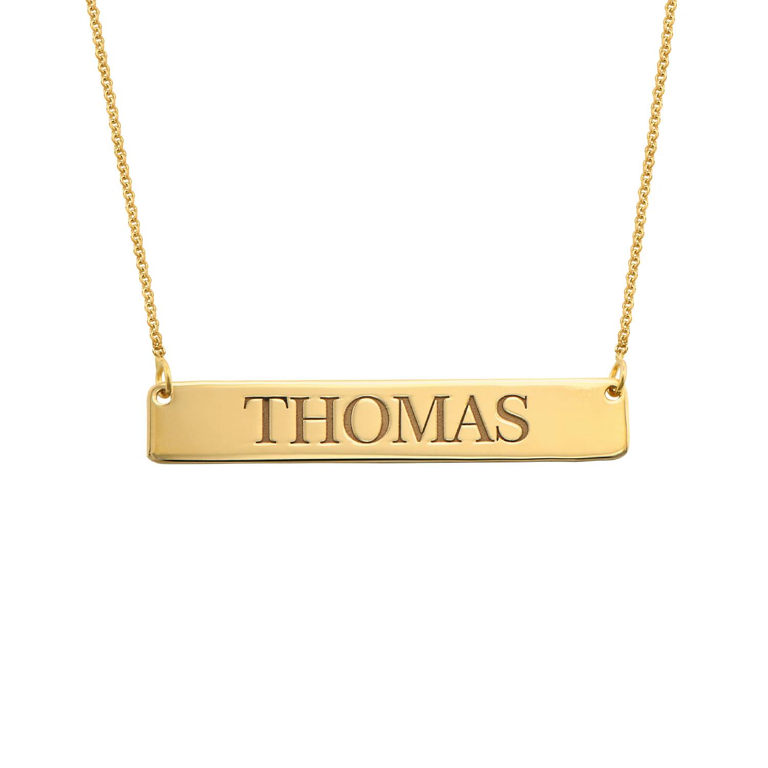 Engraved Bar Necklace in 18k Gold Vermeil-1 product photo
