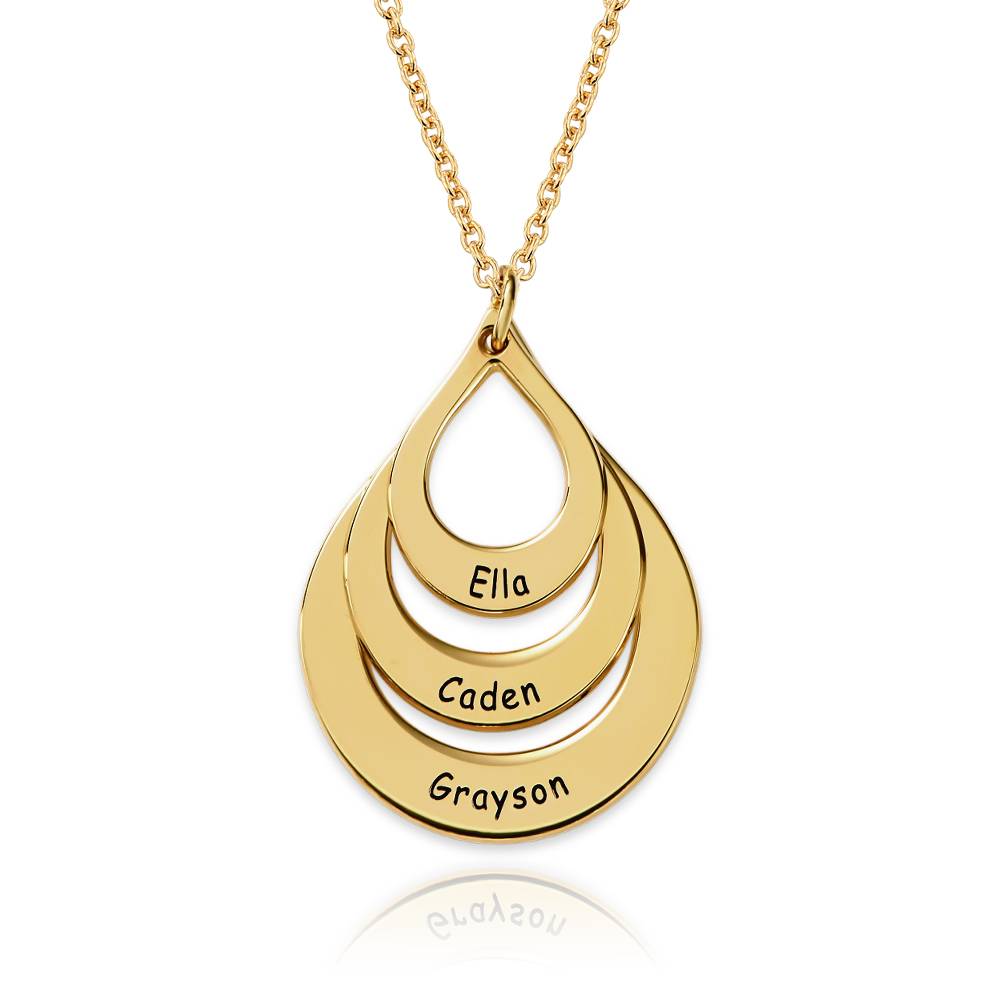 Engraved Family Necklace Drop Shaped in 18k Gold Vermeil-3 product photo