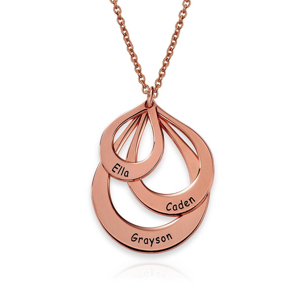 Engraved Family Necklace Drop Shaped in Rose Gold Plating-4 product photo