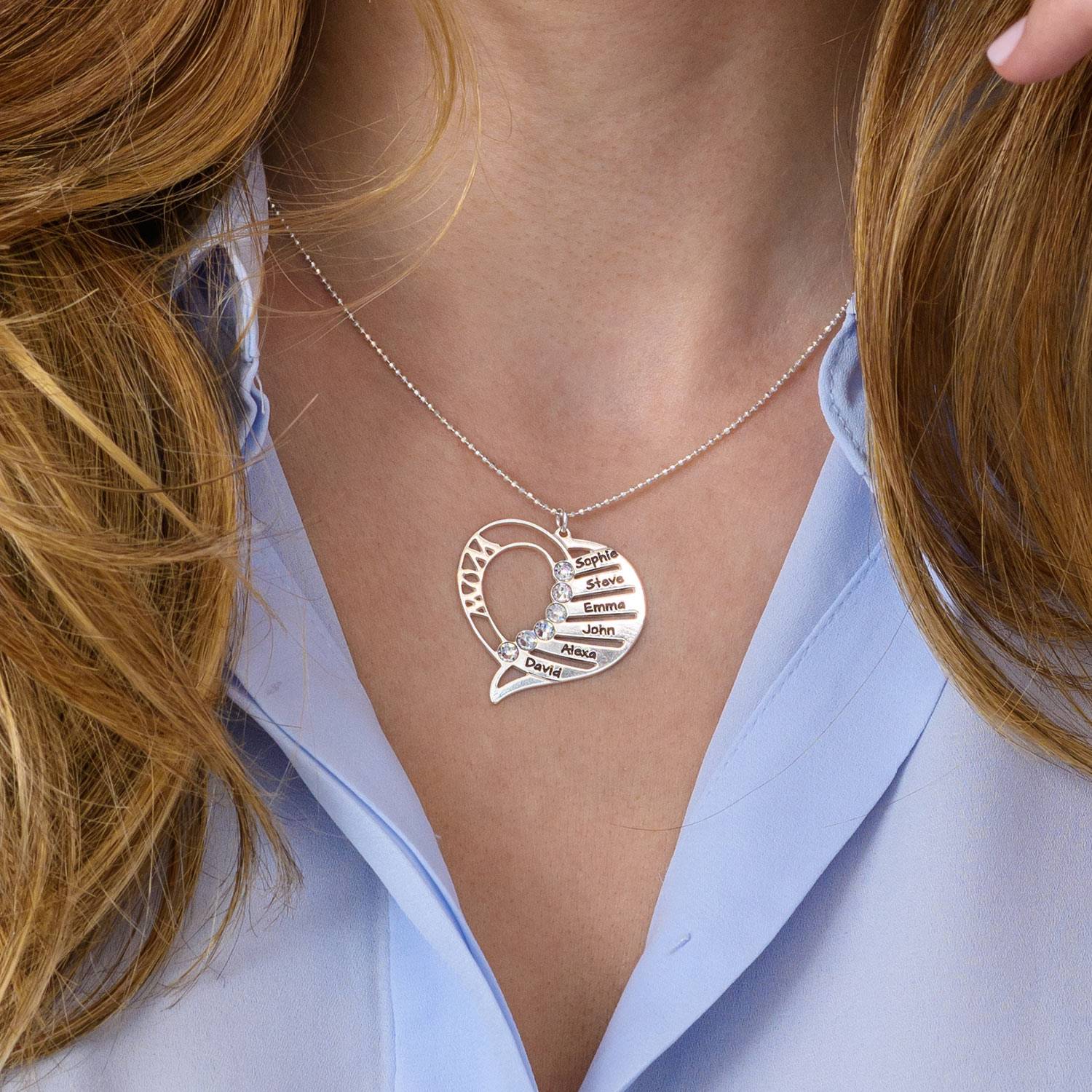 Engraved Mom Necklace with Clear Crystal-2 product photo