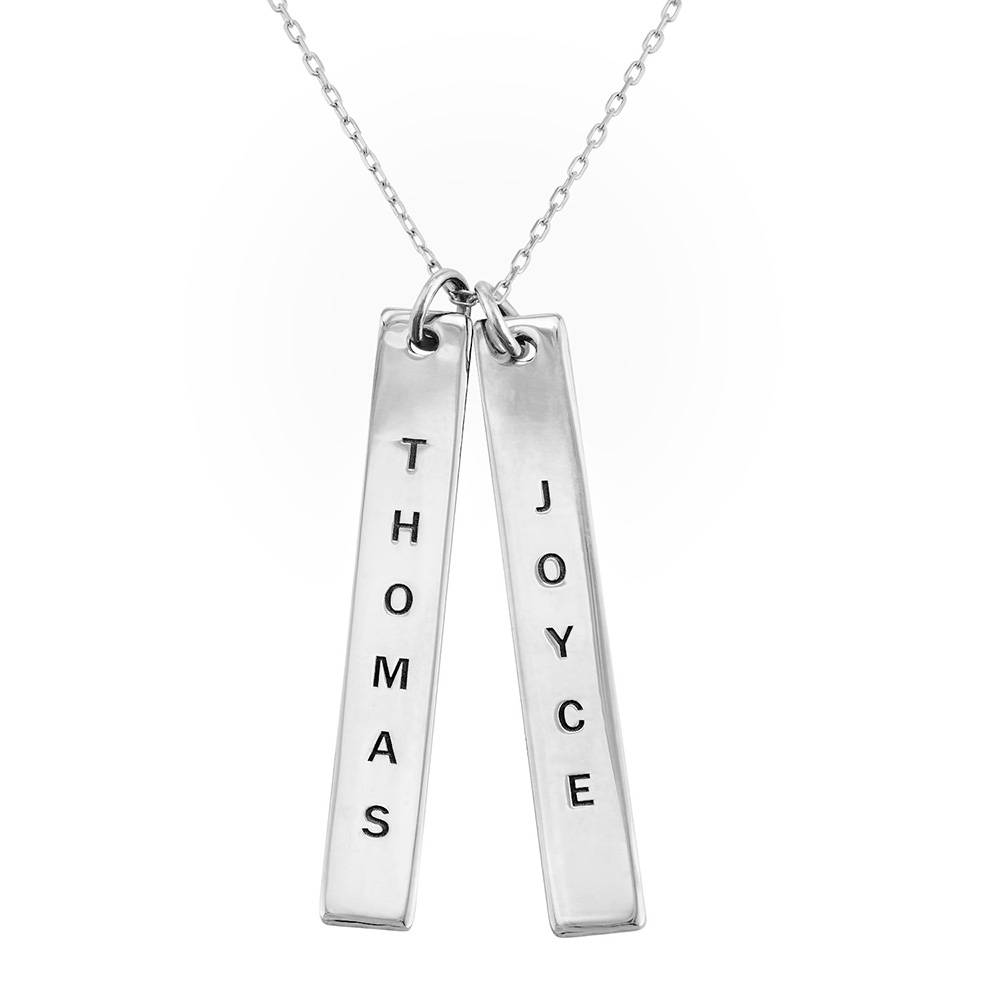 Engraved Vertical Bar Necklace in 10K White Gold-1 product photo